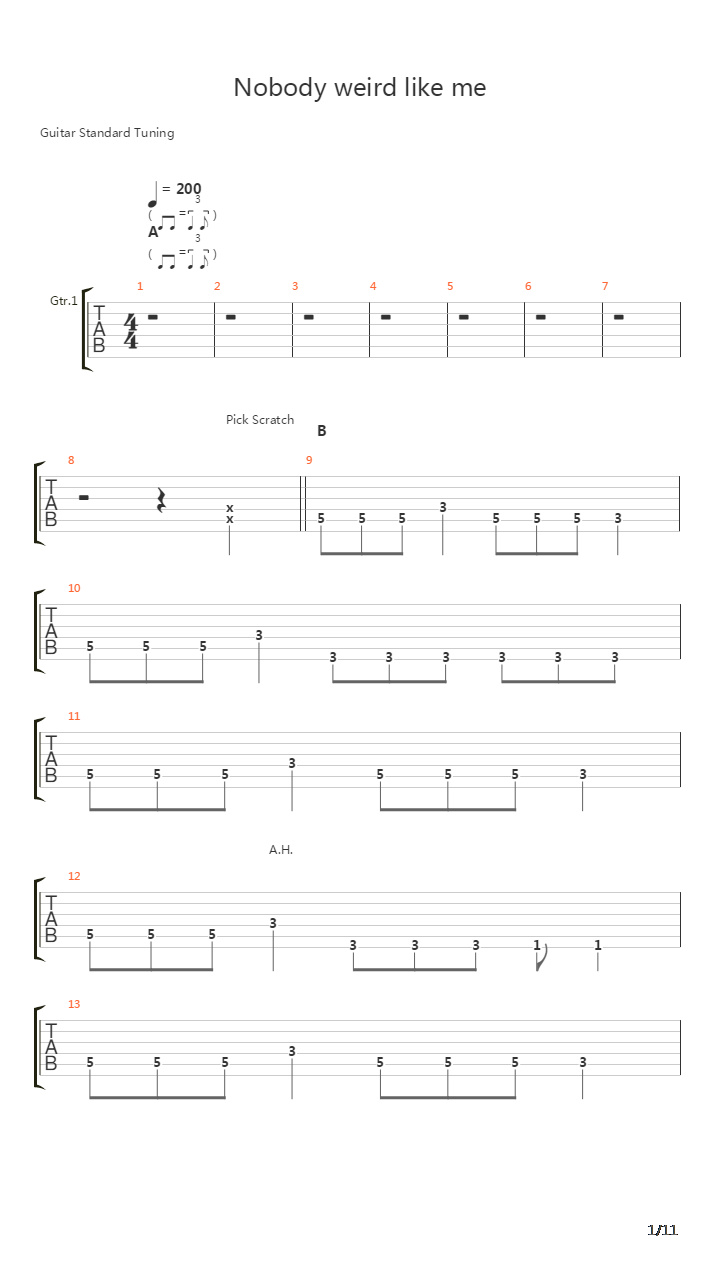 Nobody Weird Like Me吉他谱