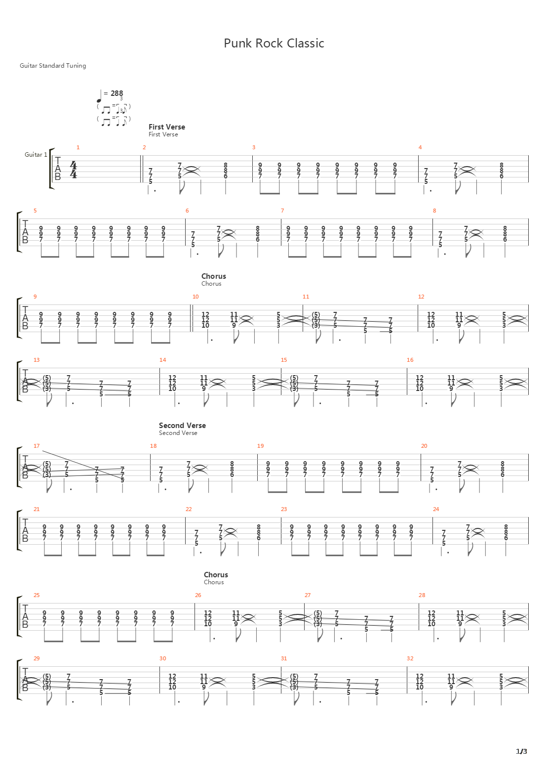 Punk Rock Classic吉他谱