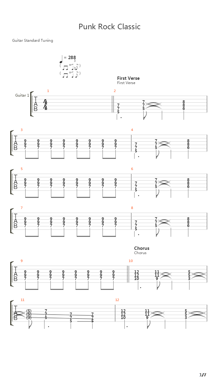 Punk Rock Classic吉他谱