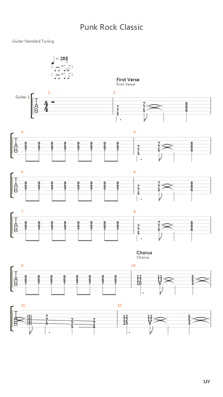 Punk Rock Classic吉他谱