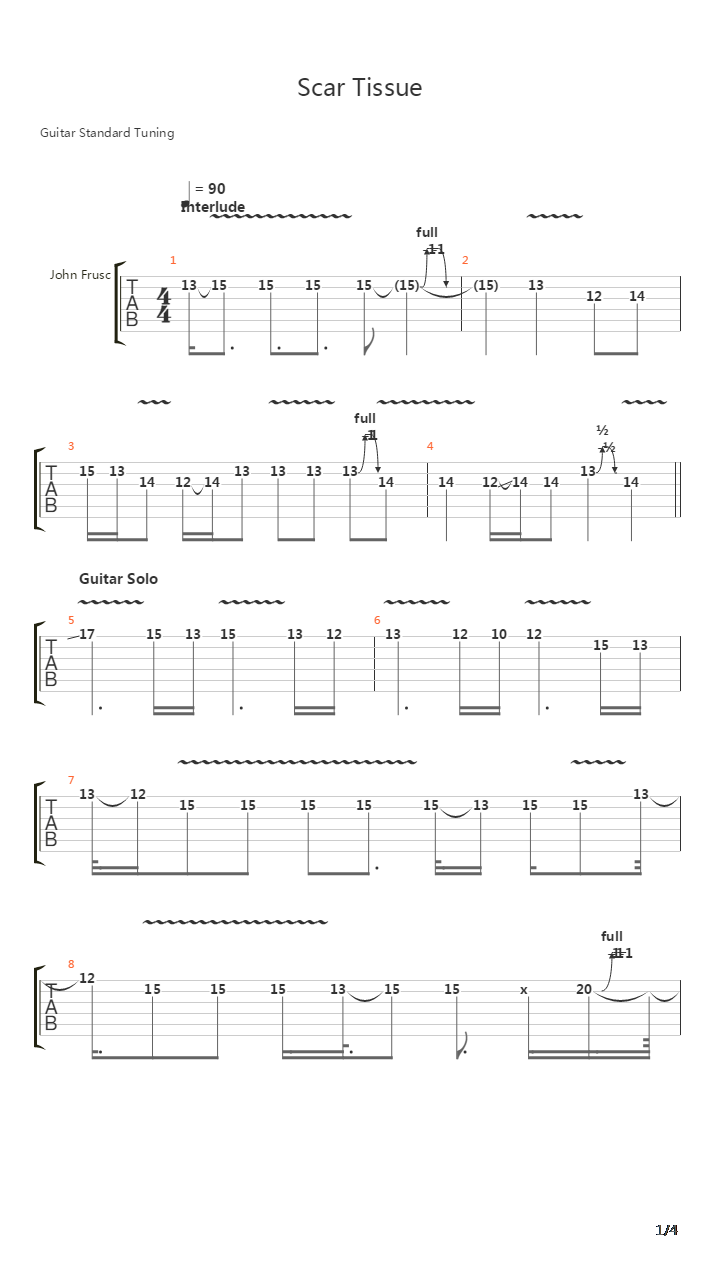 Scar Tissue (Slane Castle Solos)吉他谱