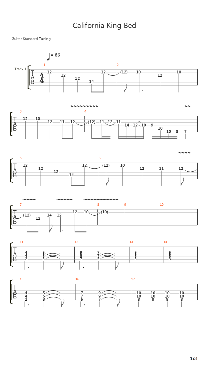 California King Bed (Solo)吉他谱