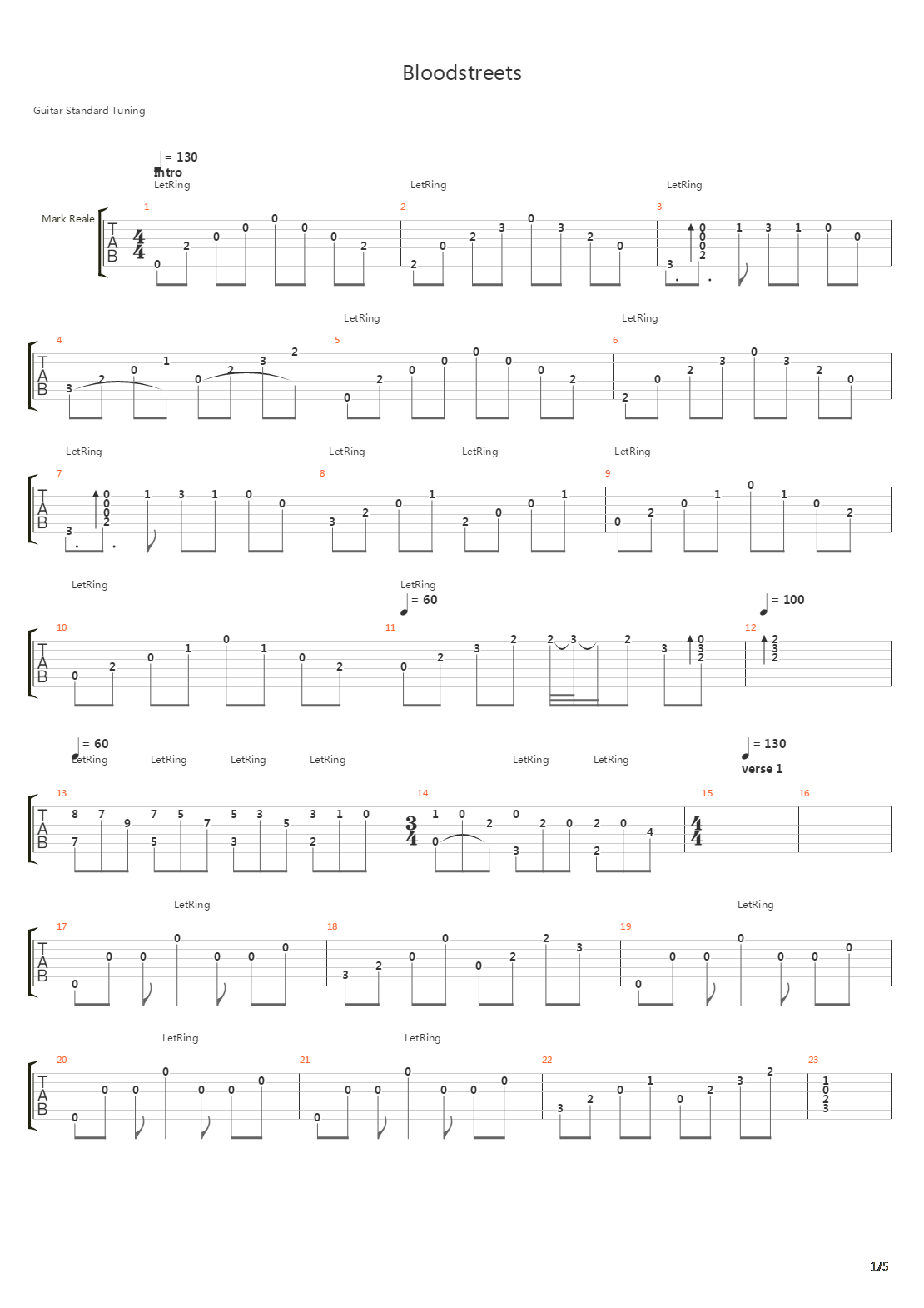 Bloodstreets吉他谱