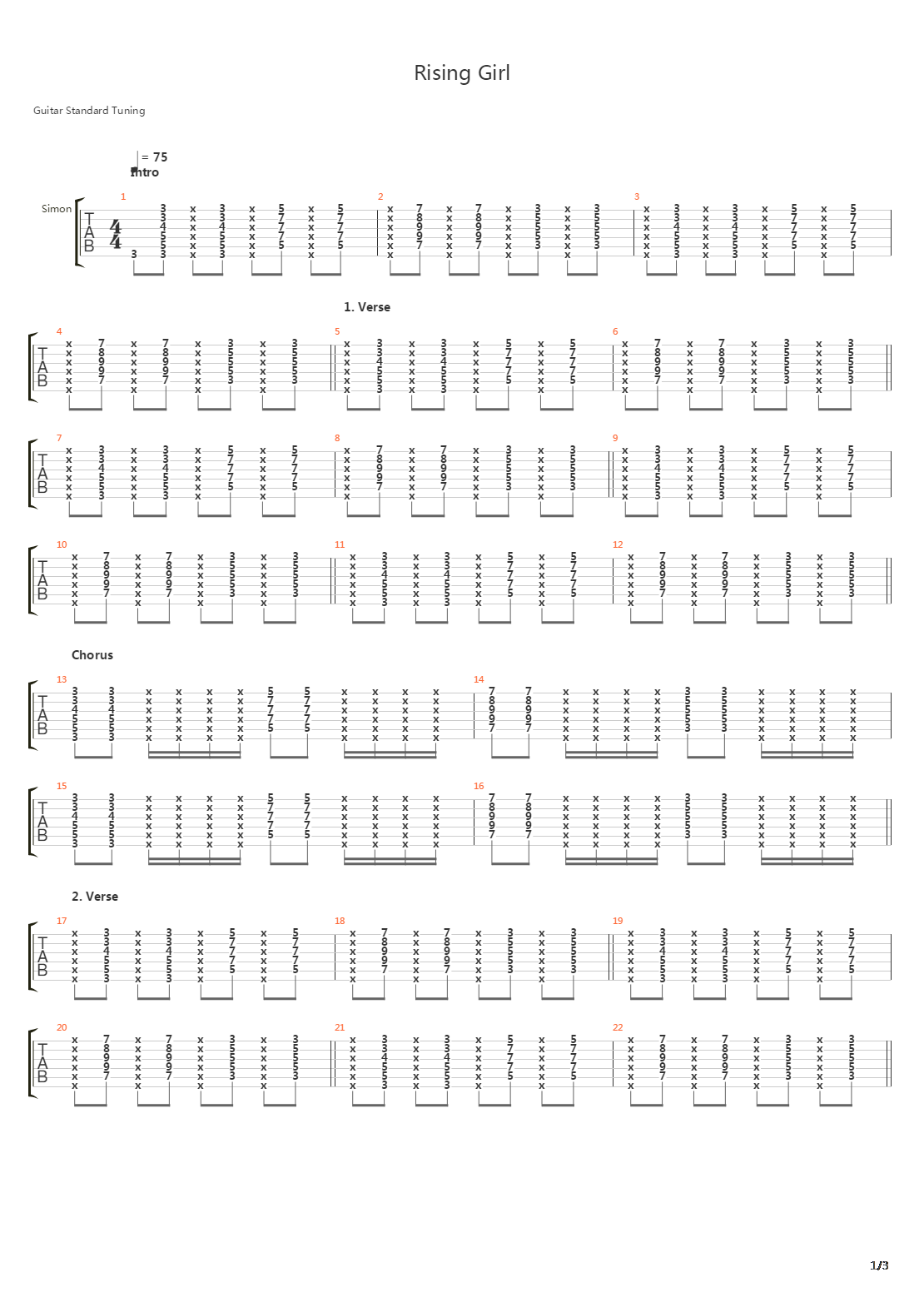 Rising Girl吉他谱
