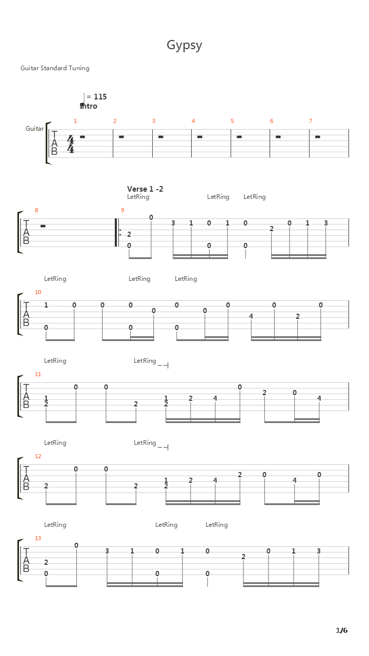 Gypsy吉他谱