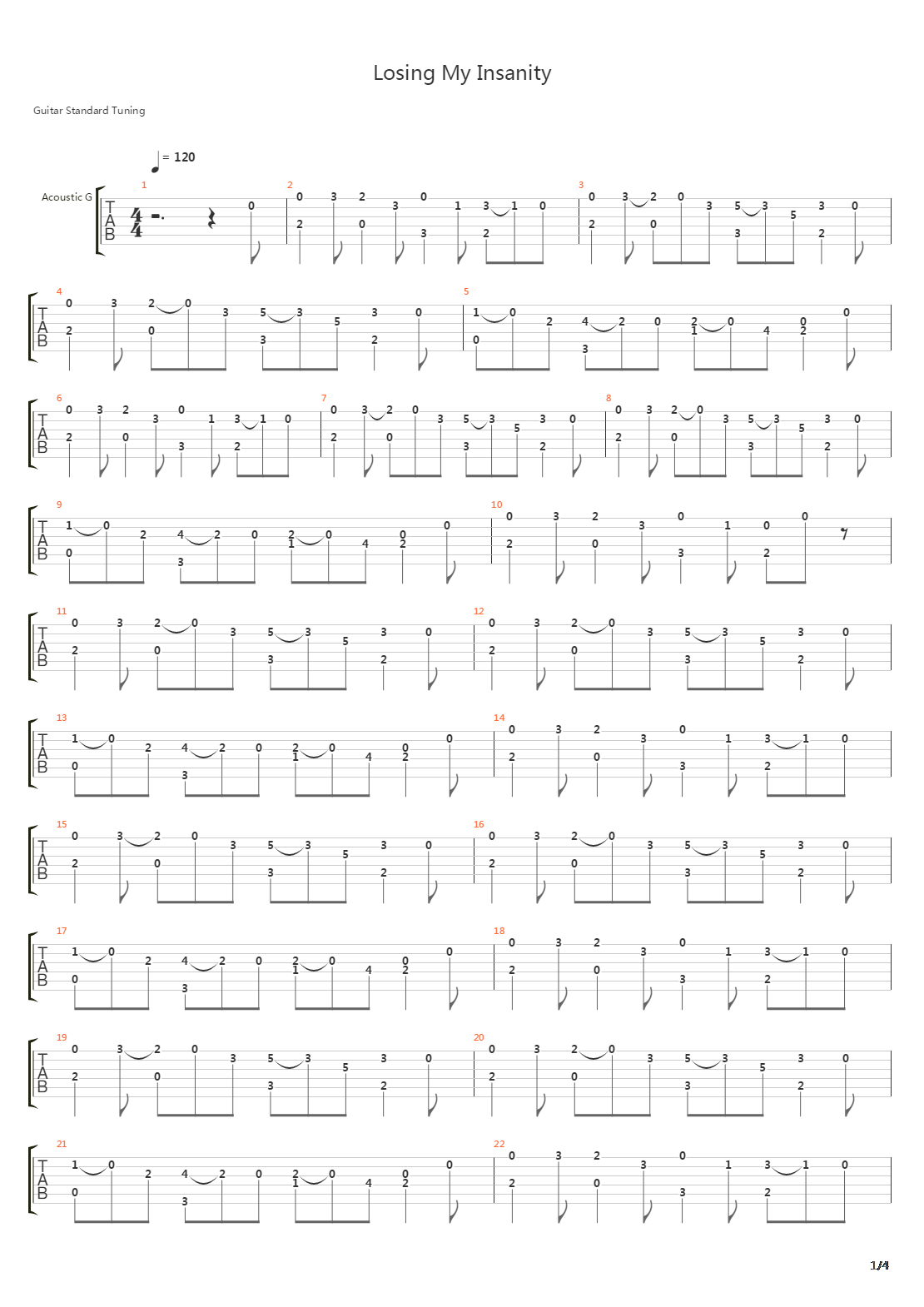 Losing My Insanity吉他谱
