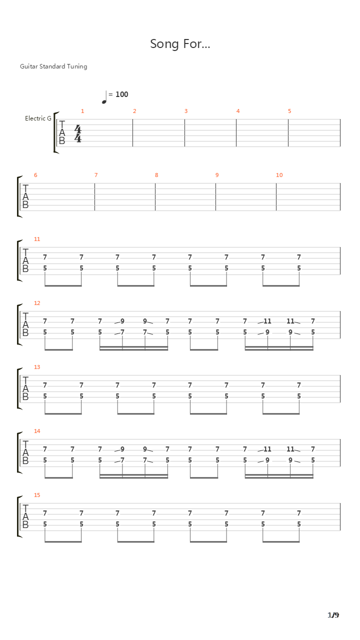 Song For吉他谱