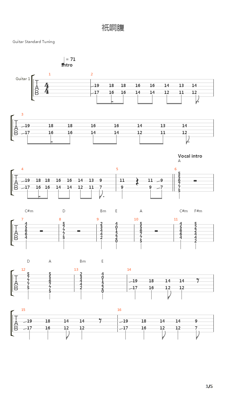 Fa Sen Heo吉他谱