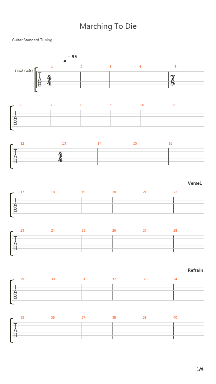 Marching To Die吉他谱