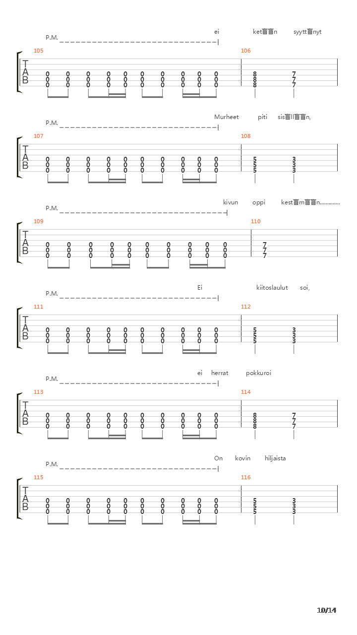 Työmiehen Haudalla吉他谱