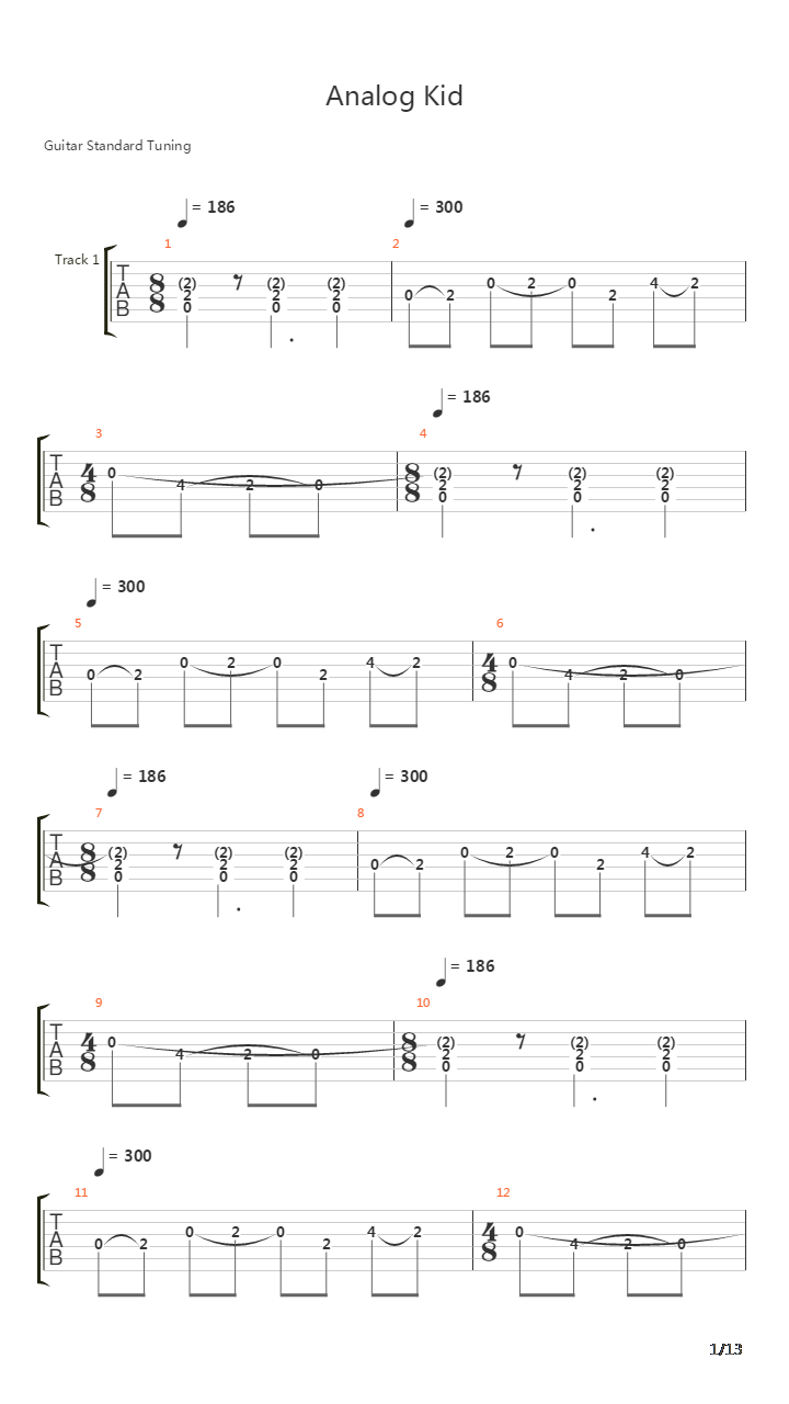 Analog Kid吉他谱