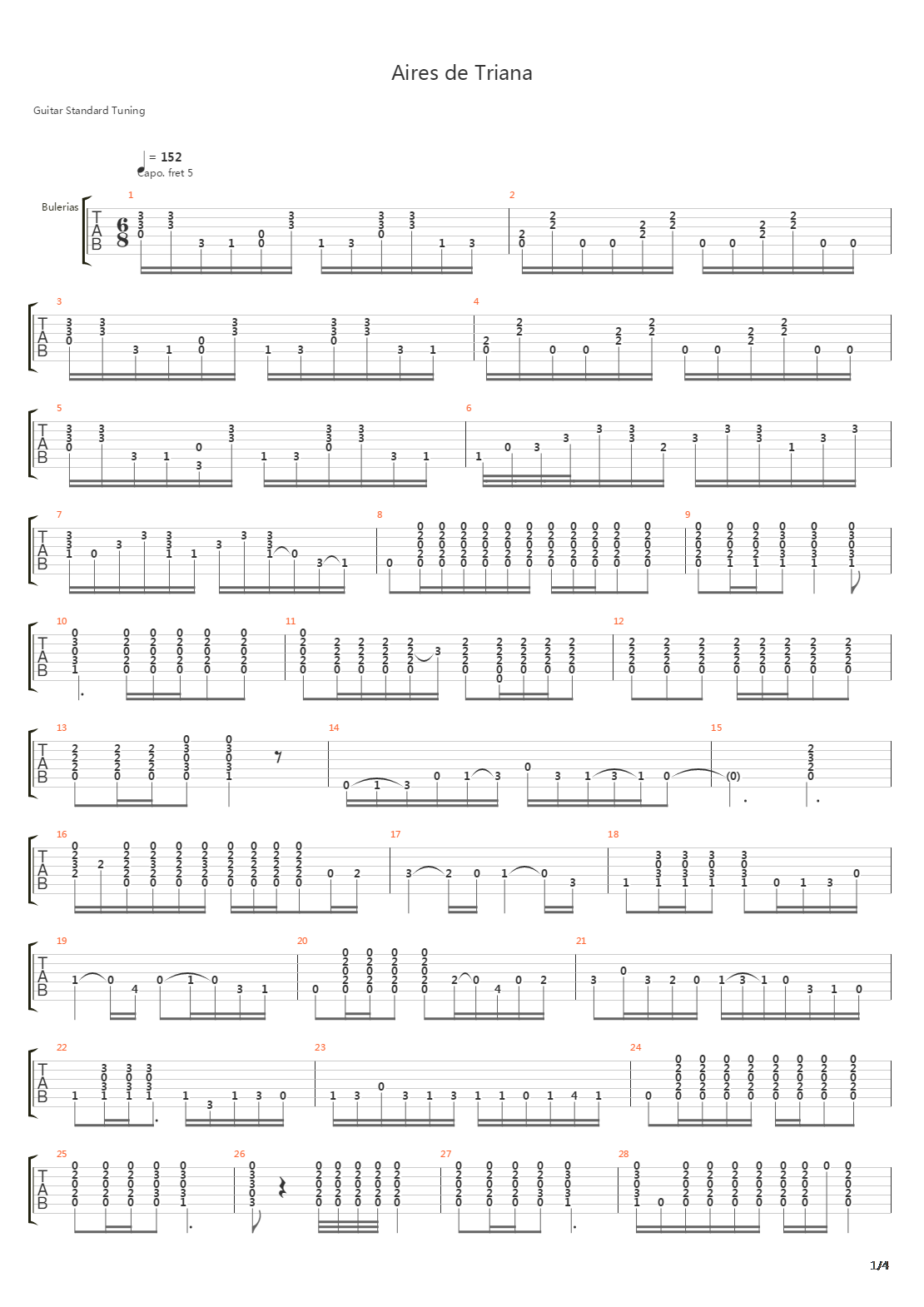 Aires De Triana吉他谱