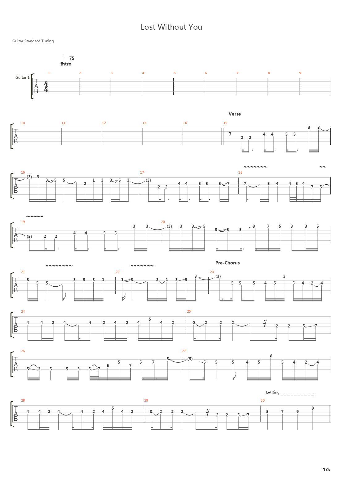 Lost Without You吉他谱