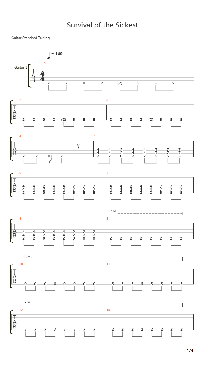 Survival Of The Sickest吉他谱