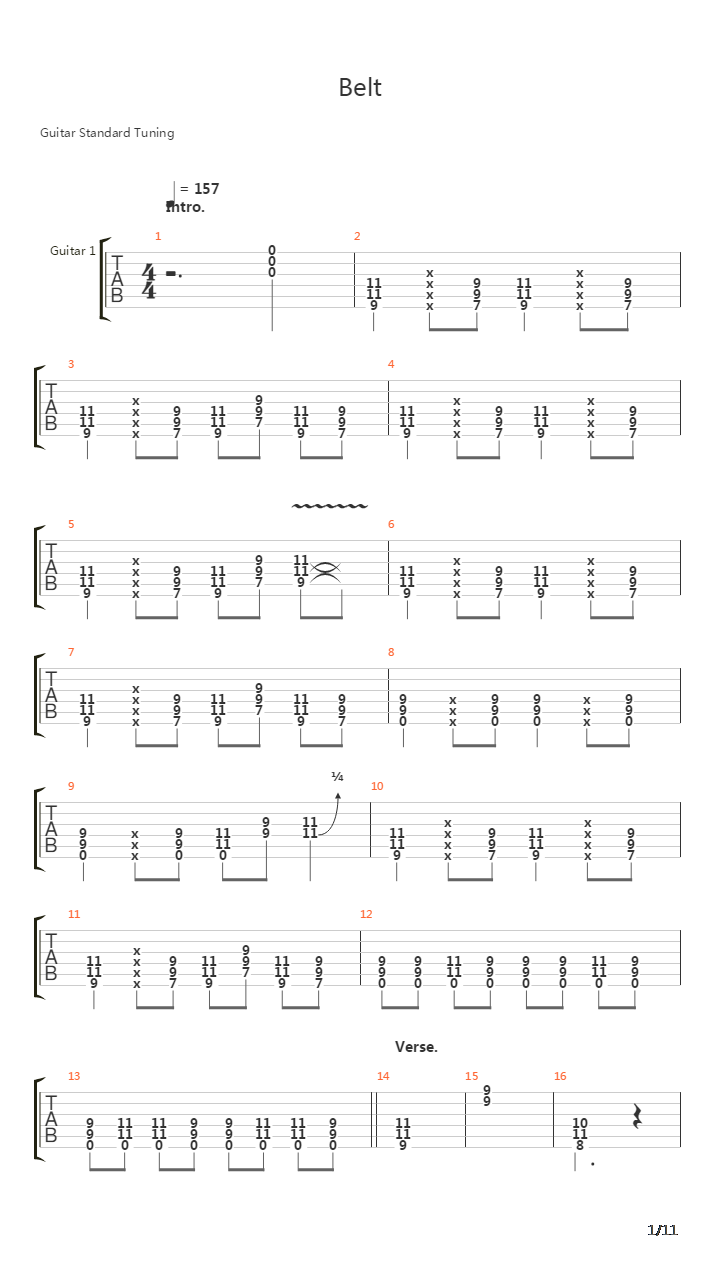 Belt吉他谱