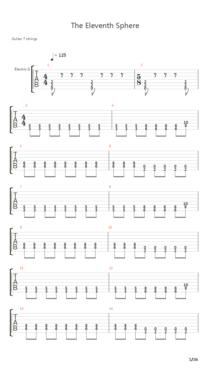 The Eleventh Sphere吉他谱