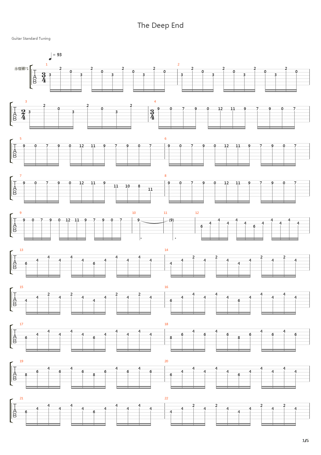 The Deep End吉他谱