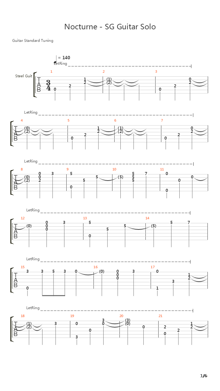 Nocturne吉他谱