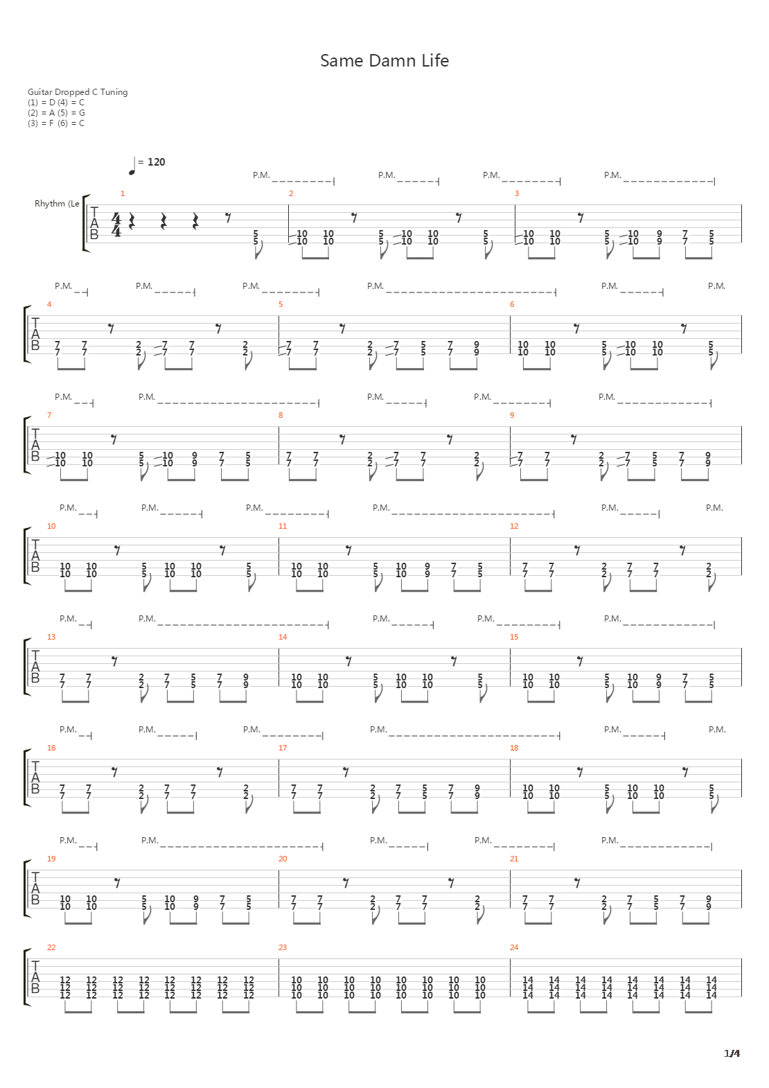 Same Damn Life吉他谱