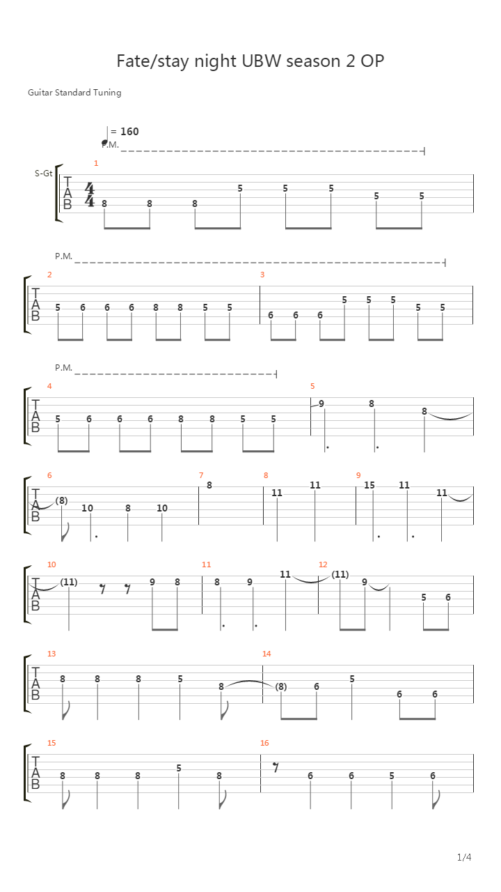 Fate stay night [Unlimited Blade Works](命运守护夜 无限剑制) - Brave Shine吉他谱