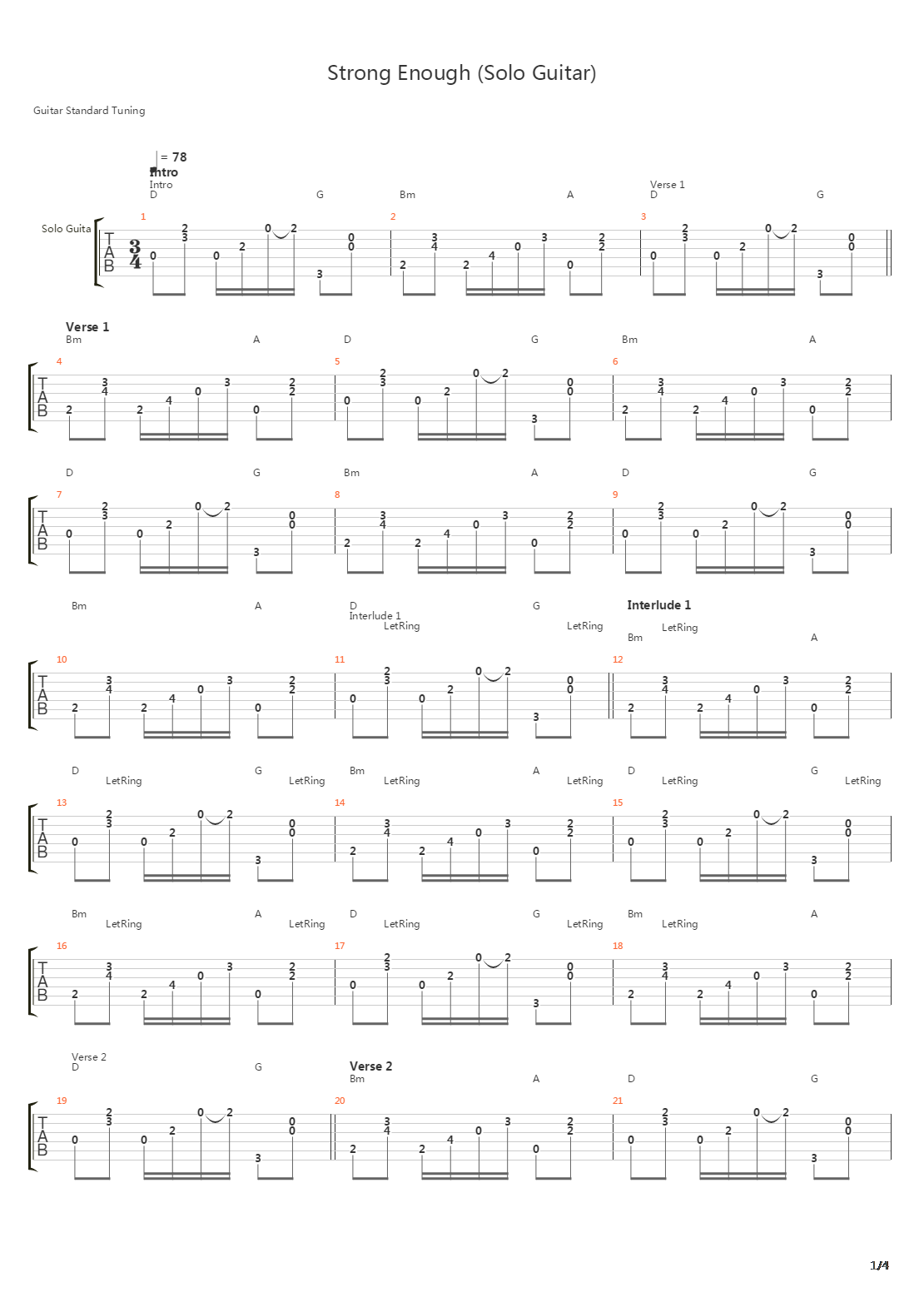 Strong Enough吉他谱