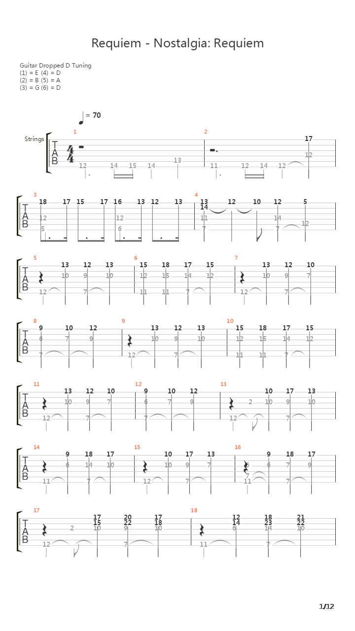 Requiem - Nostalgia吉他谱