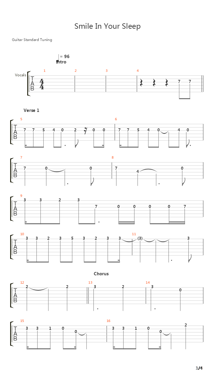 Smile In Your Sleep吉他谱