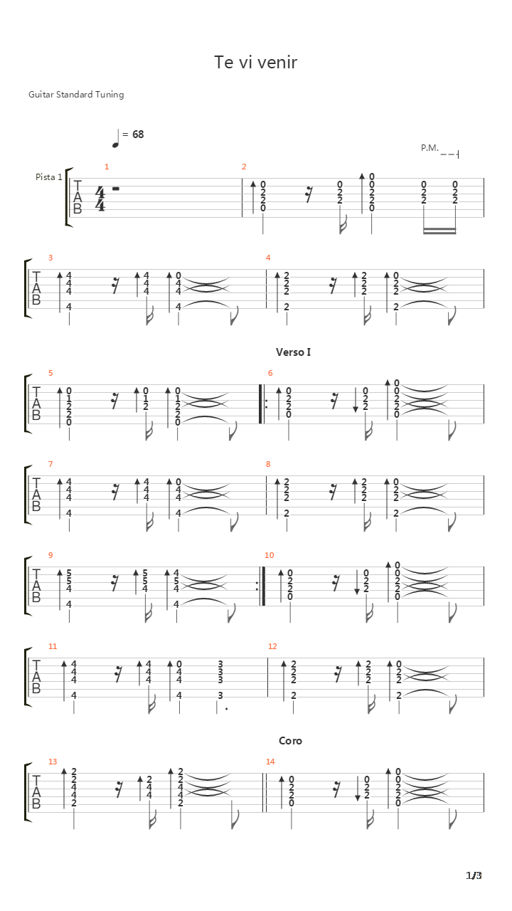 Te Vi Venir吉他谱