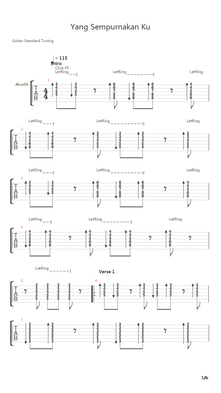 Yang Sempurnakanku吉他谱