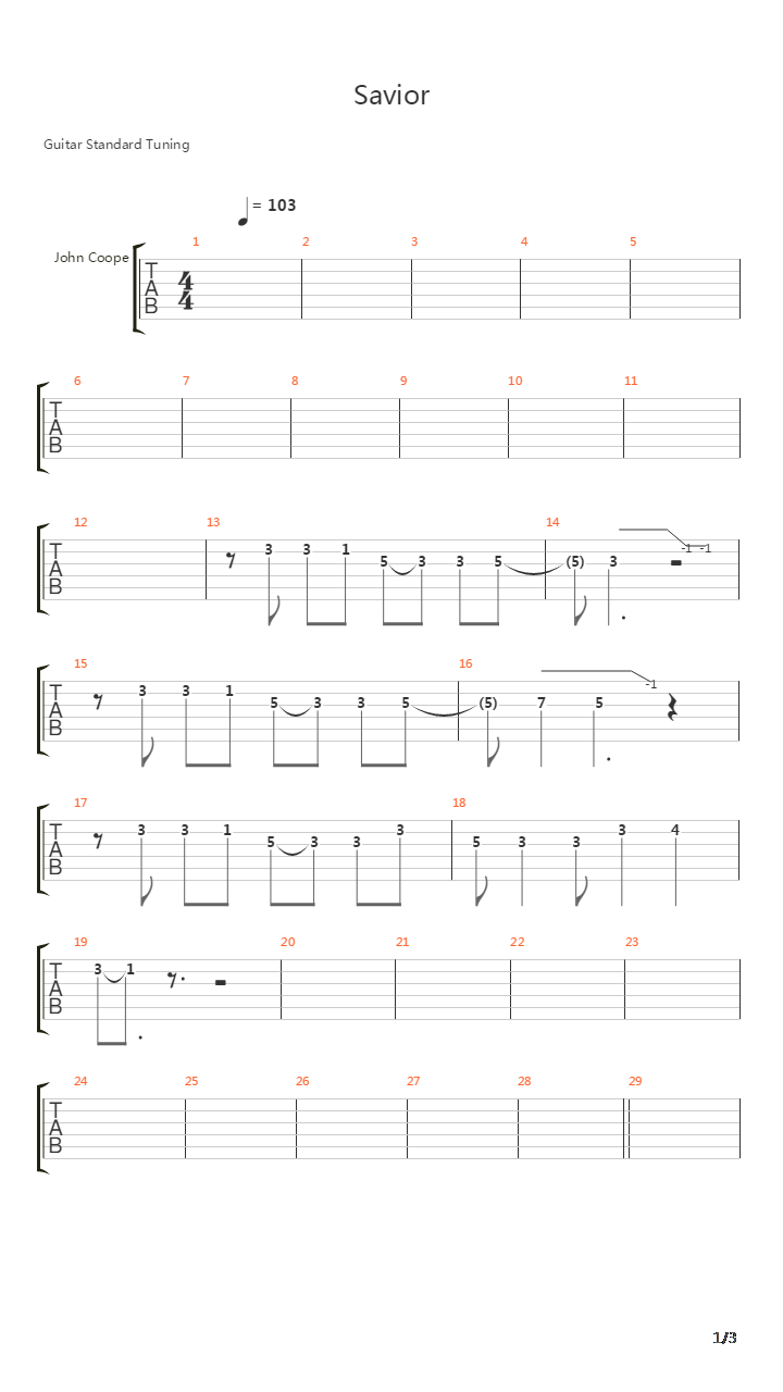 Savior吉他谱