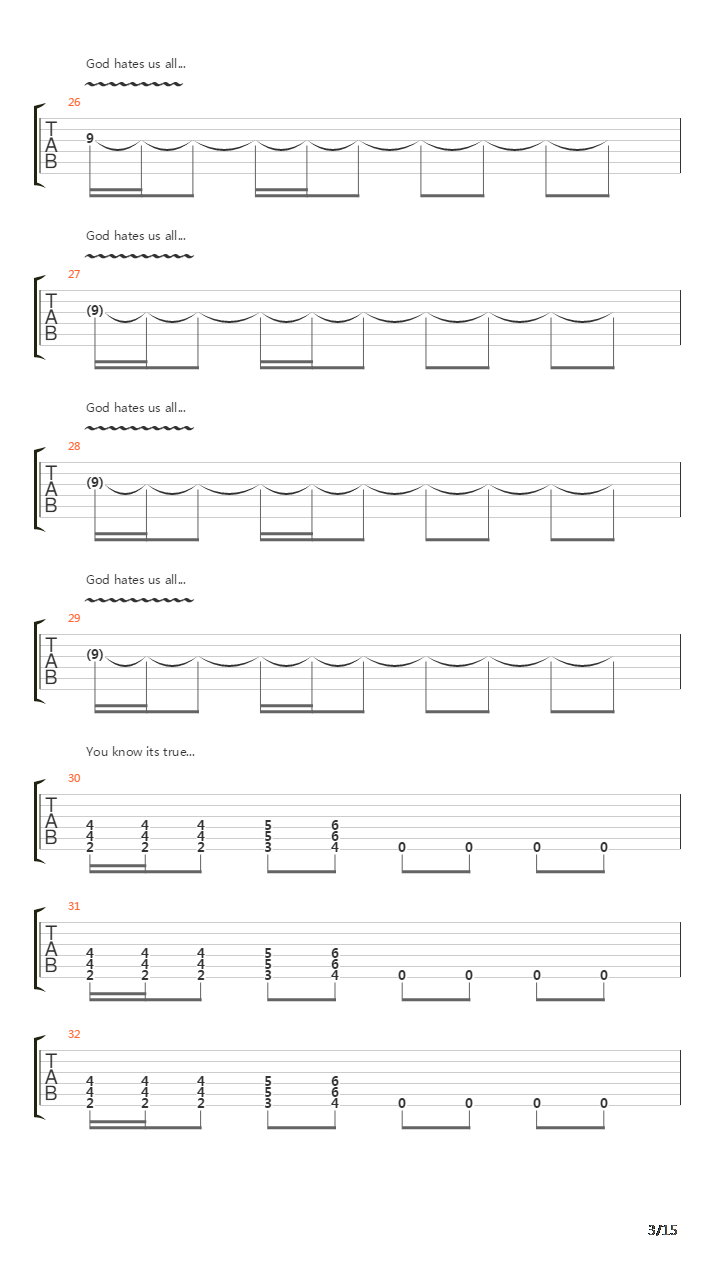 God Hates Us All吉他谱