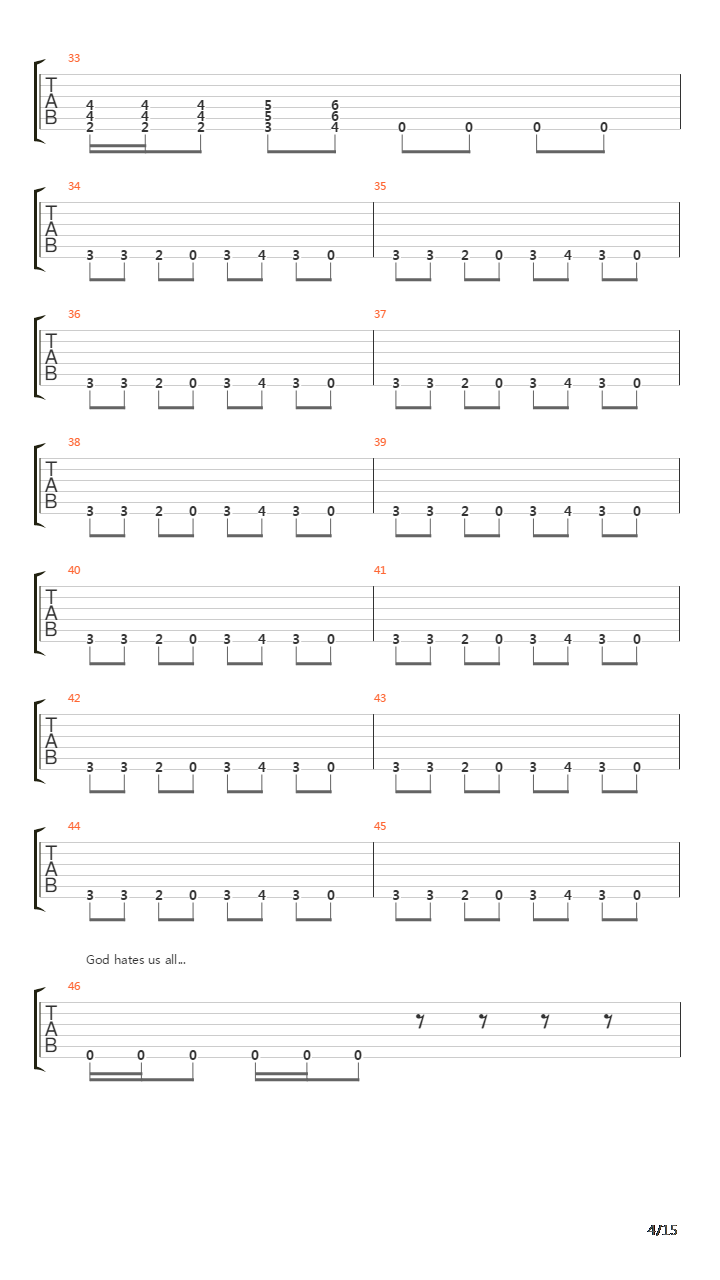 God Hates Us All吉他谱