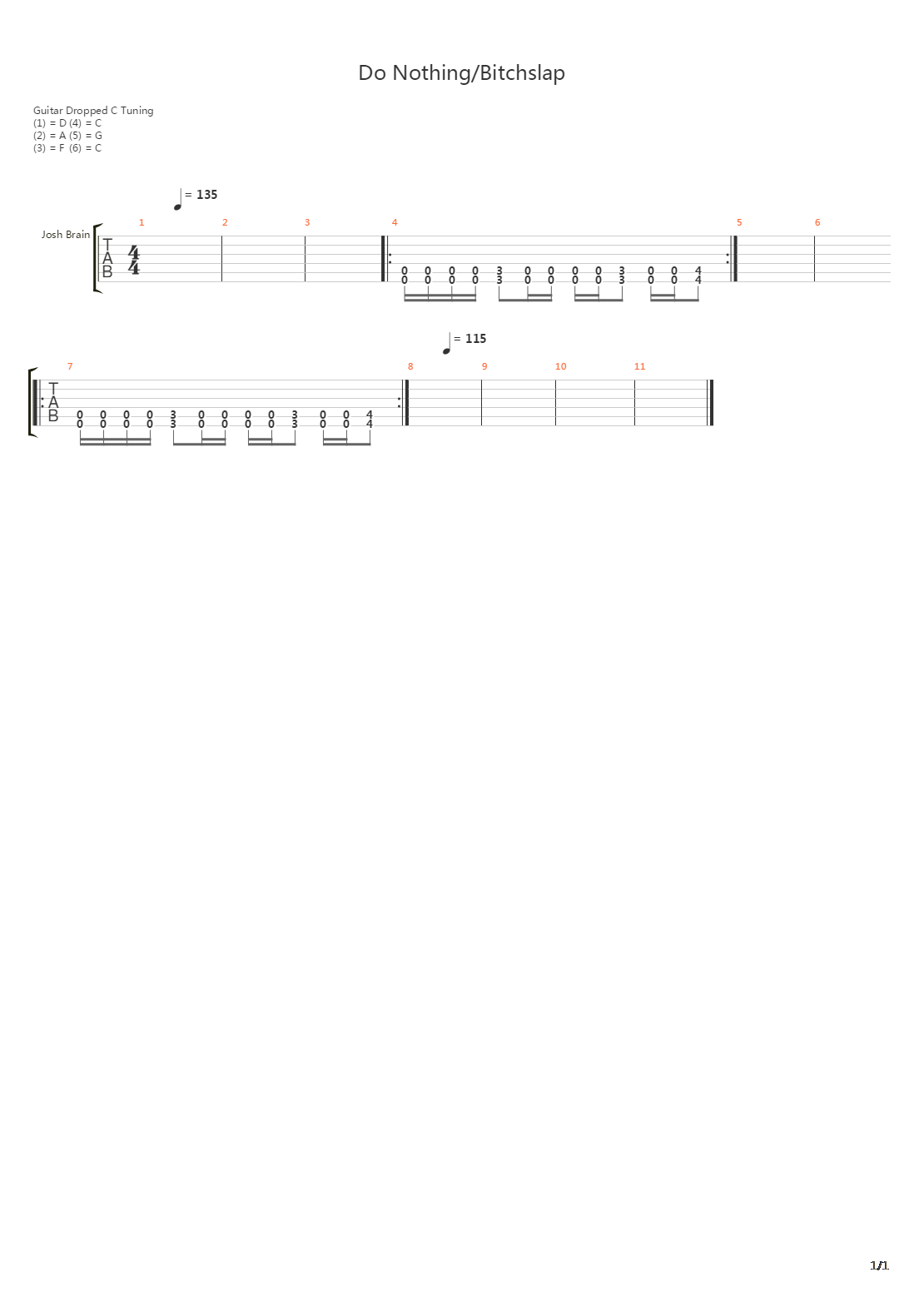 Do Nothing  Bitchslap吉他谱