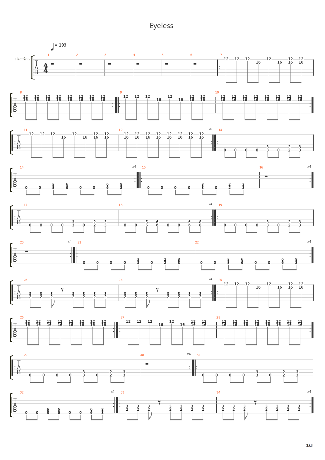 Eyeless吉他谱