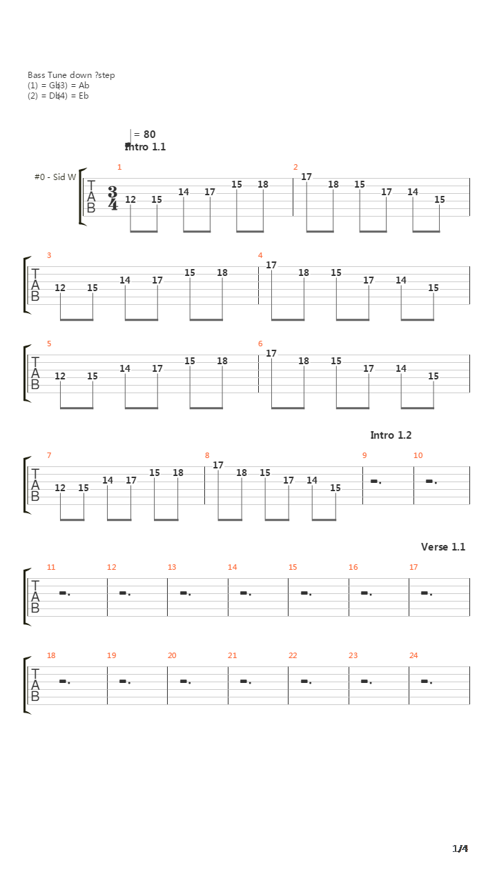 Till We Die (1 Step Down For Bass)吉他谱