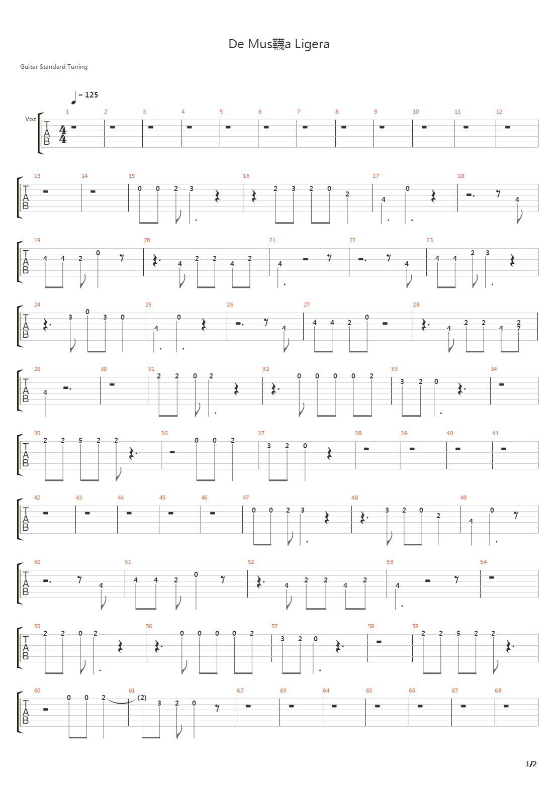De Musica Ligera吉他谱