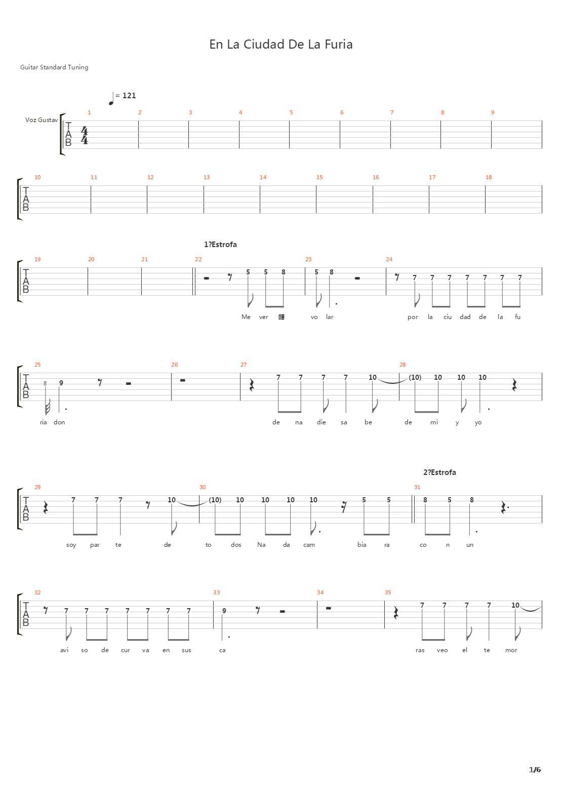 La Ciudad De La Furia吉他谱