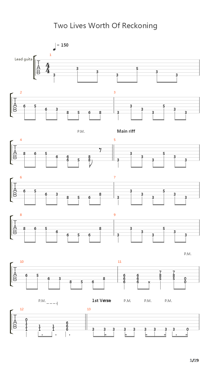 Two Lives Worth Of Reckoning (With Solo)吉他谱