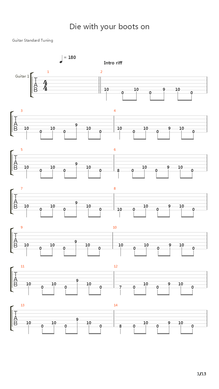 Die With Your Boots On (Cover)吉他谱