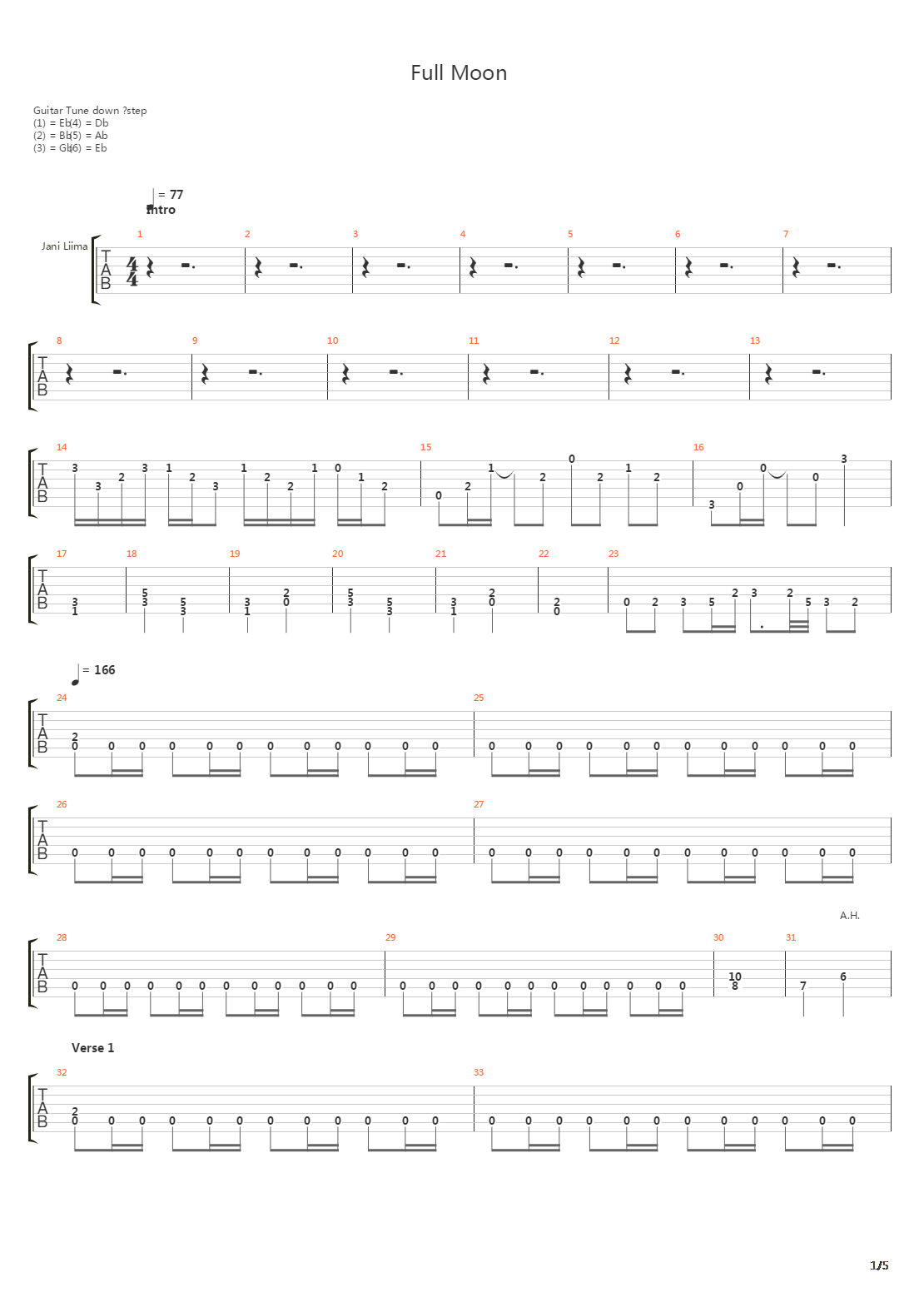 Full Moon吉他谱