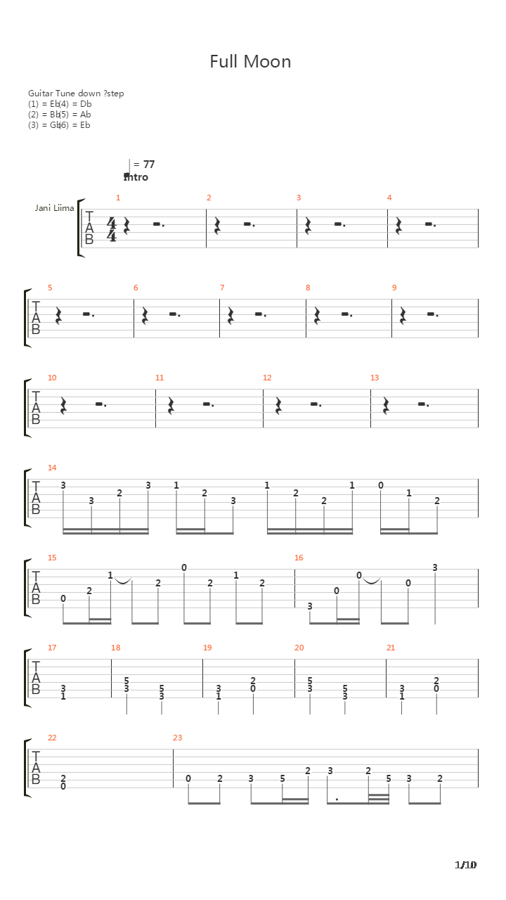 Full Moon吉他谱