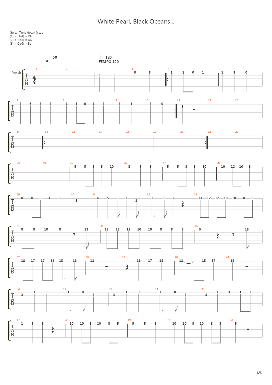 White Pearl, Black Ocean吉他谱