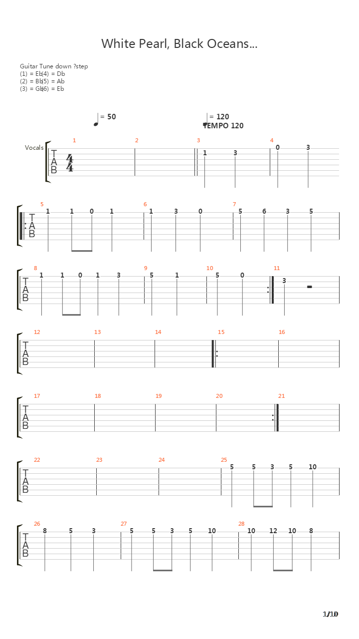 White Pearl, Black Ocean吉他谱