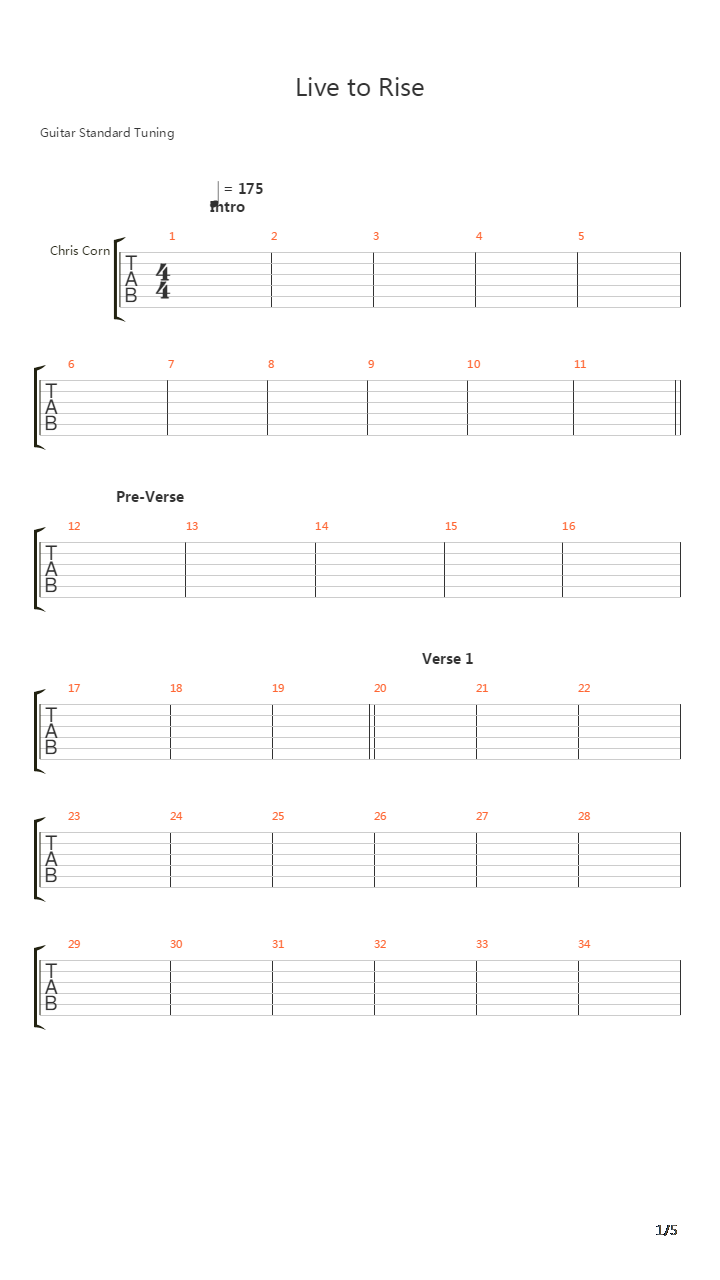 Live To Rise吉他谱