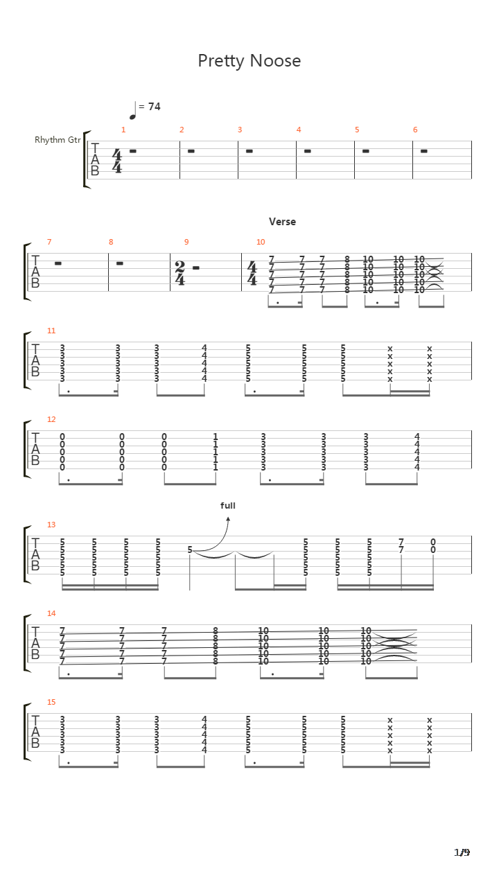 Pretty Noose吉他谱
