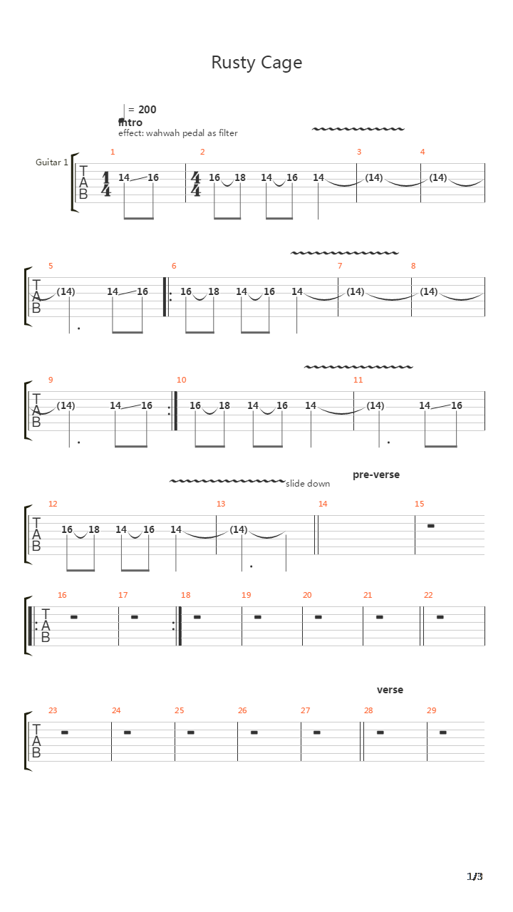 Rusty Cage吉他谱