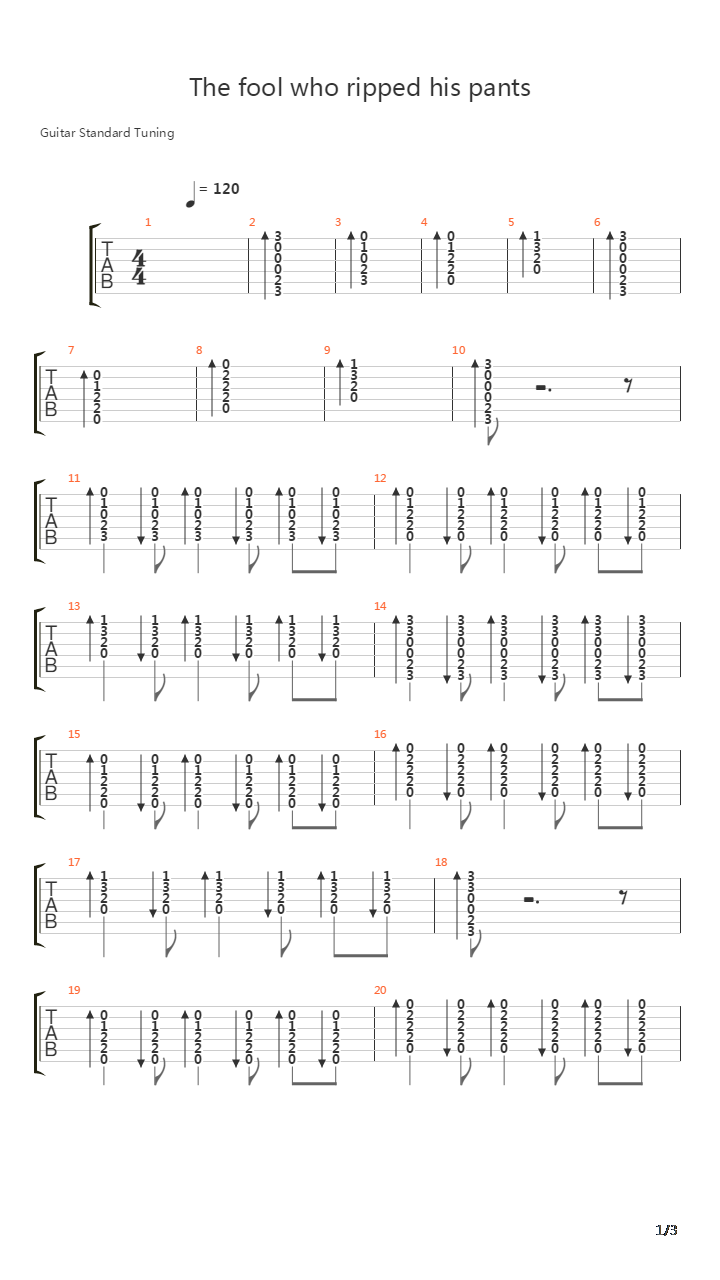 The Fool Who Ripped His Pants吉他谱