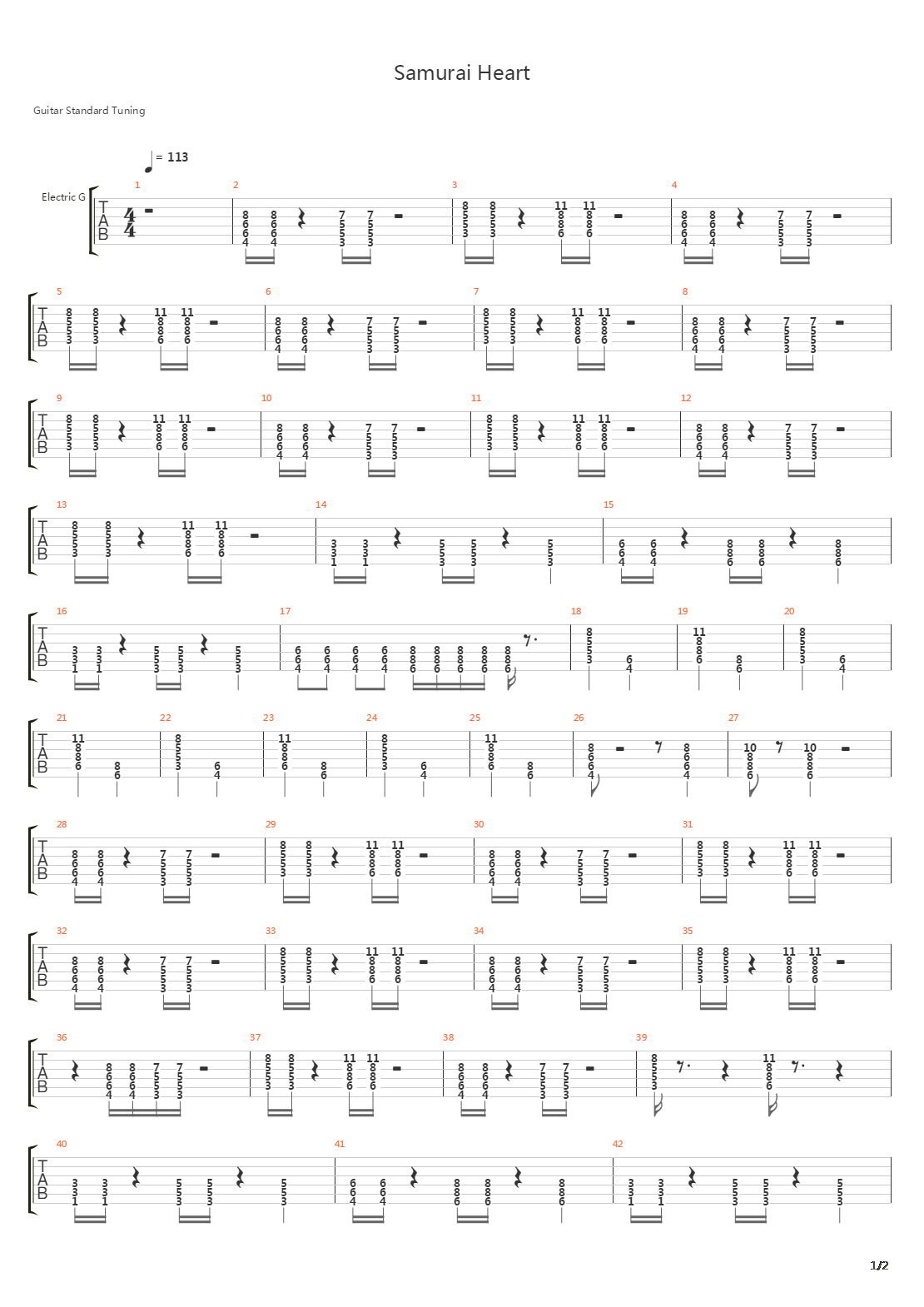 Samurai Heart吉他谱