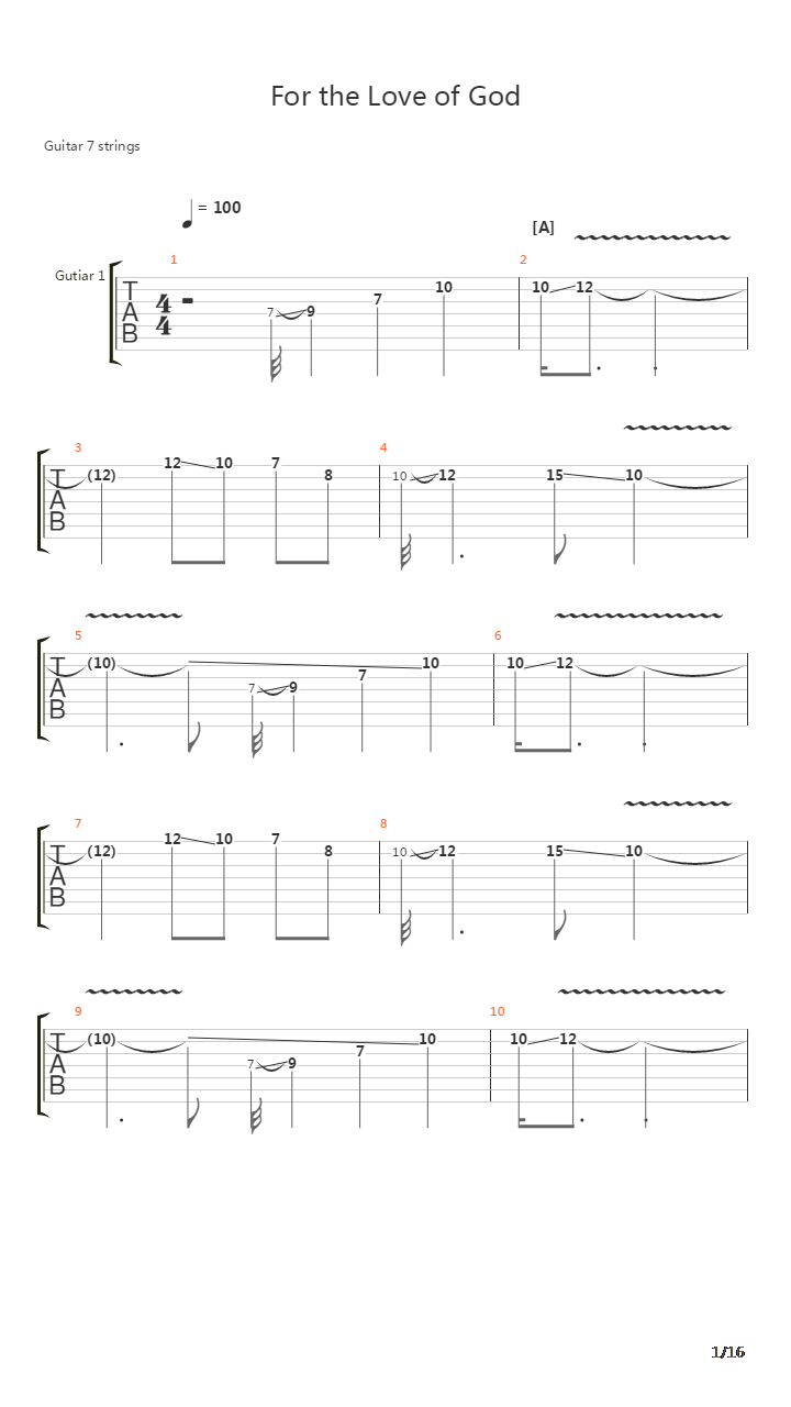 For The Love of God吉他谱