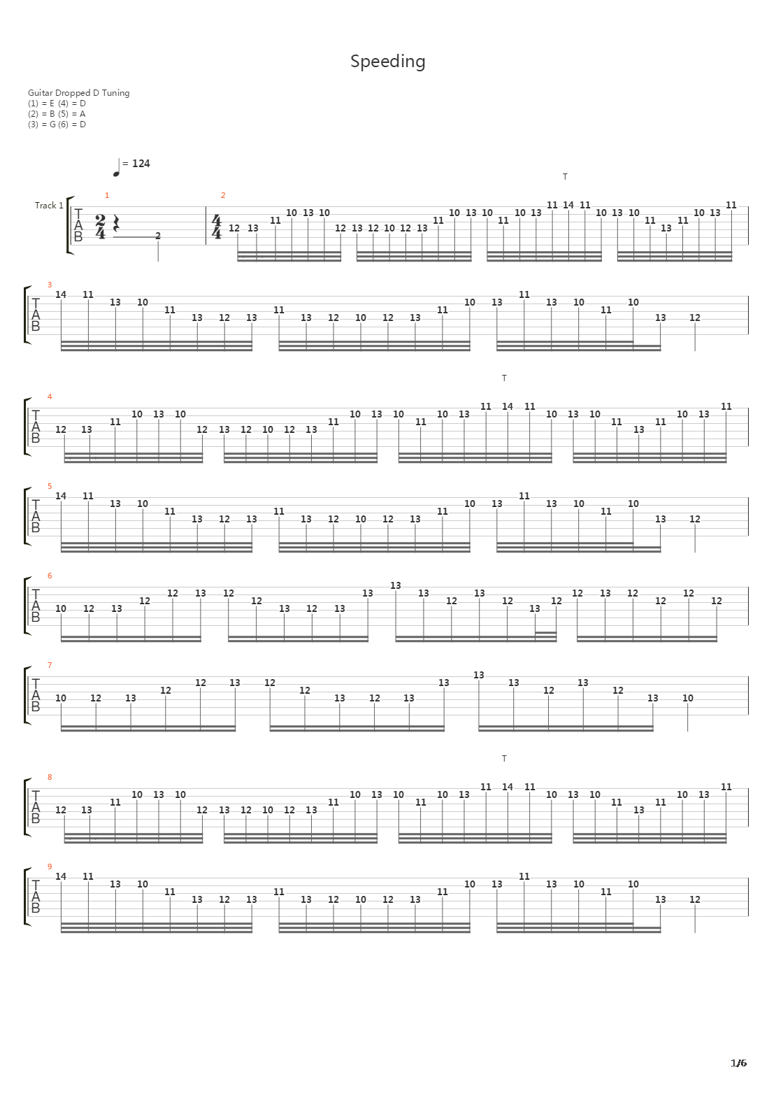 Speeding吉他谱